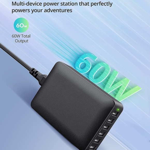 USB charger 60W 12A 6port desktop usb charging station with iSmart multiple NWT - Picture 2 of 11